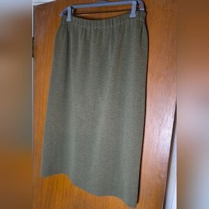 Eileen Fisher Italian Yarn Knit Skirt Olive Green XL